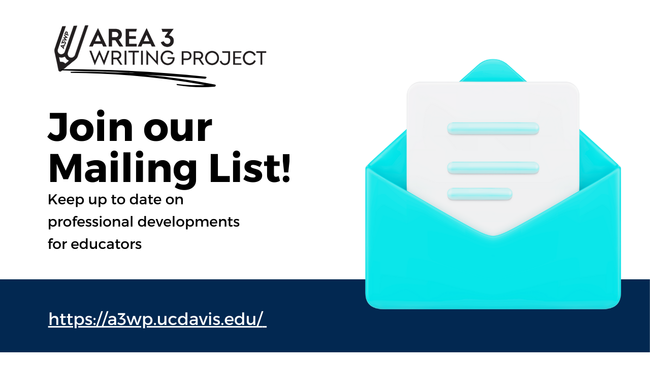 Teal blue envelope next to the prompt to join our mailing list under the A3WP logo