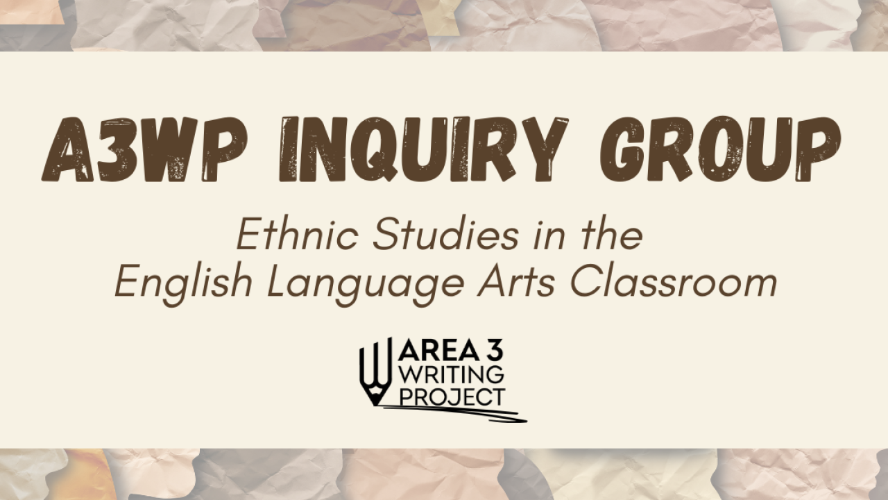 Words A3WP Inquiry Group on a beige background over collection of faces in different skin tones